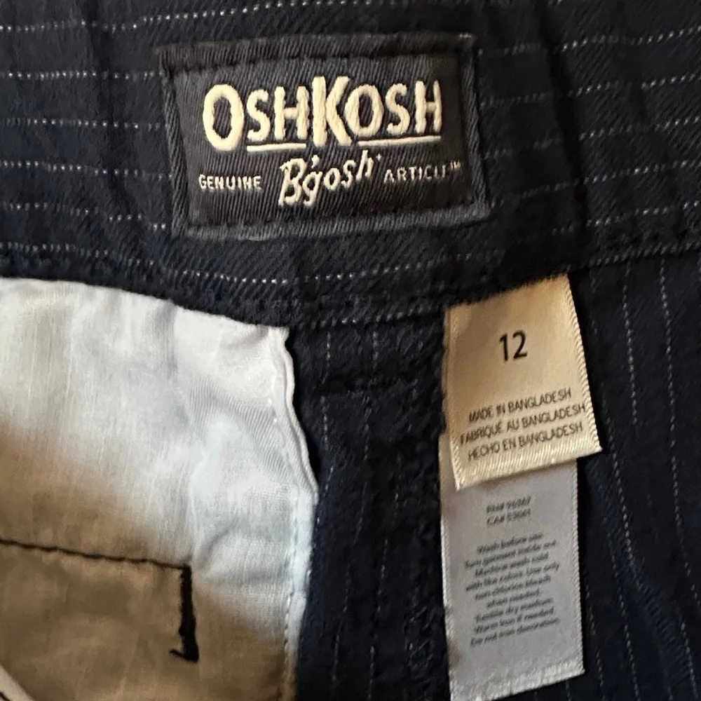 💙 OshKosh B'gosh boys pants navy blue and white stripes size 12 youth EUC